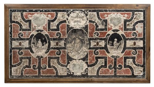 Polychrome scagliola altar frontal, Carpi 17th century (Marco Mazelli, Carpi 1640)