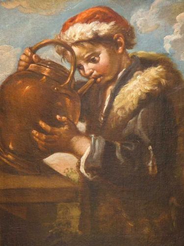 Junger Mann mit Flasche, Gemälde von Bernard Keil