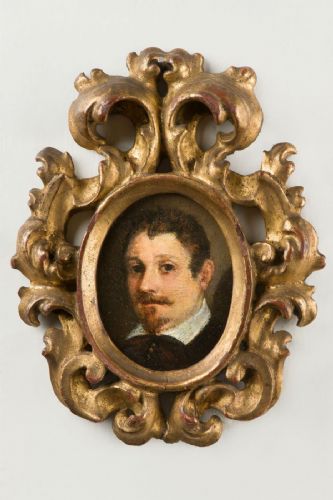 Bologneser Meister sek. XVII Porträt auf Kupfer
    
